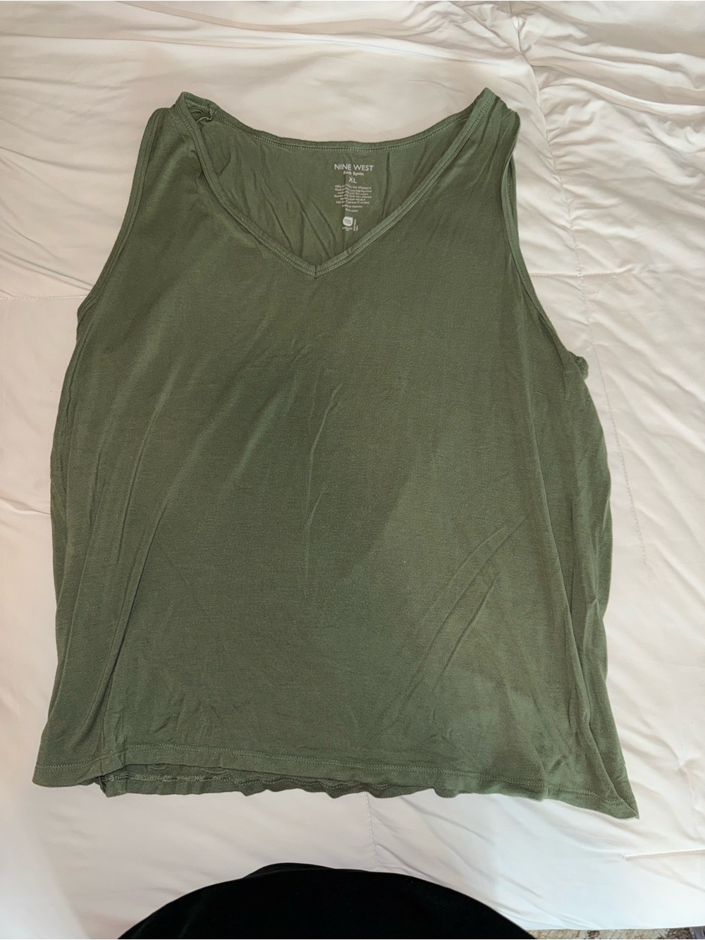 Nine West Olive V-Neck Tank Top